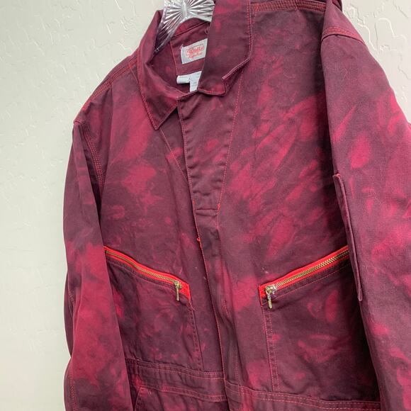 VTG Walls Mens Sz 48 Regular Red Black Tie Dyed Coveralls Long Pants Workwear - Picture 5 of 10